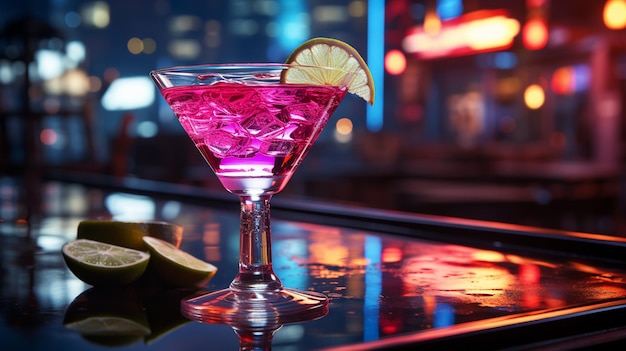 Cocktail au neon génératif Ai