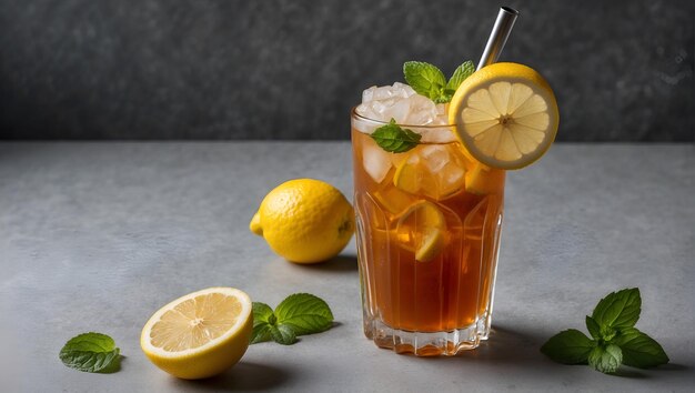 un cocktail au thé glacé au citron