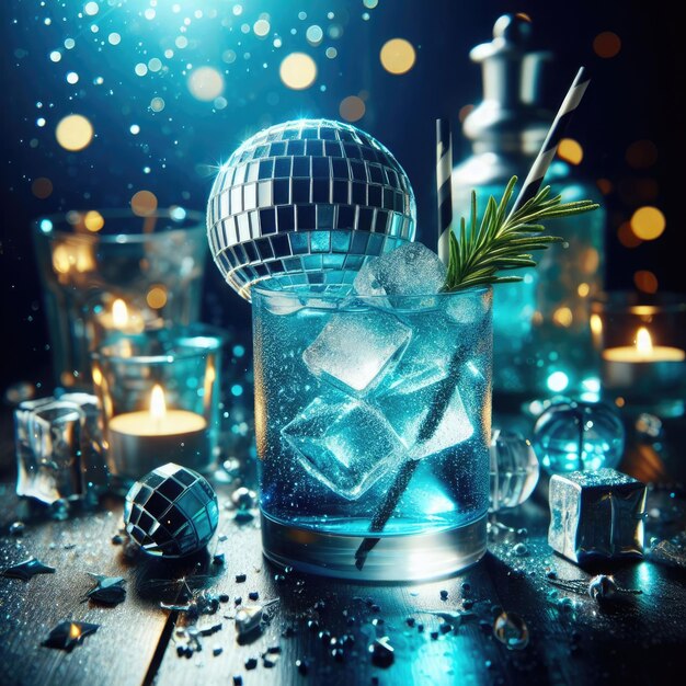 Cocktail bleu froid gratuit avec une balle disco