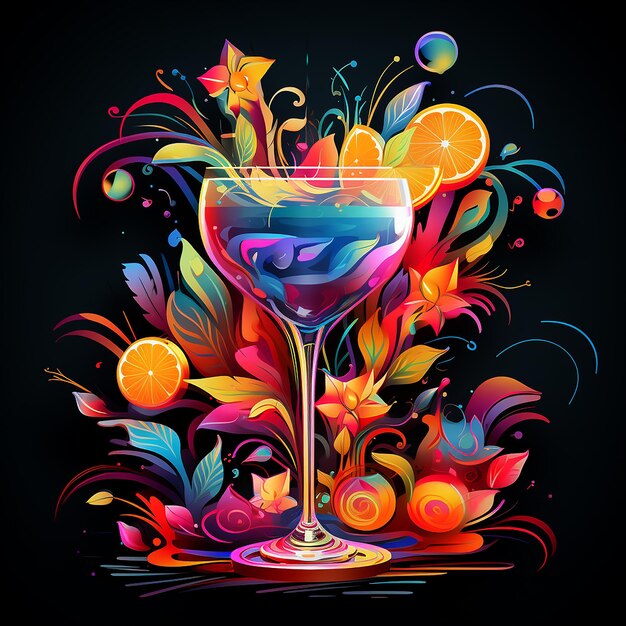 Cocktail boisson colorée perception visuelle beau papier peint romantique illustration de fond