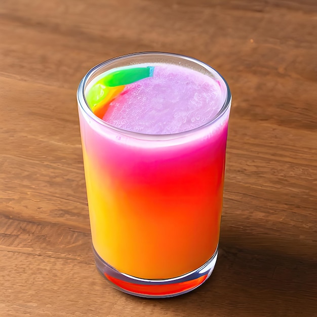 Un cocktail coloré sur une table en bois