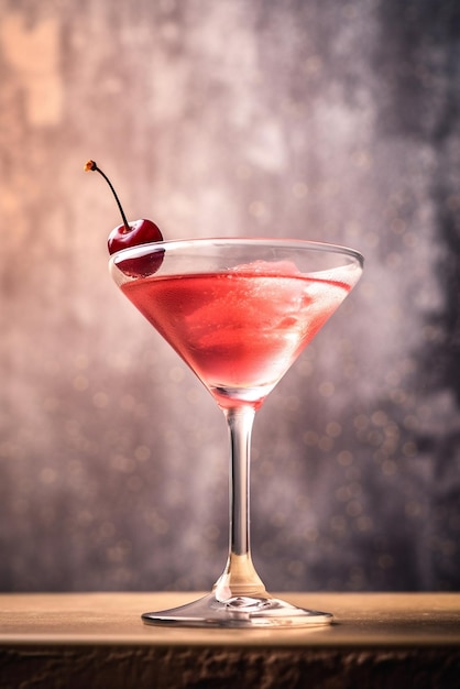 Cocktail cosmopolite sur fond rustique clair Cocktail rose frais d'été