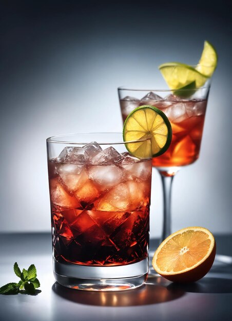 Cocktail cubain libre avec du rhum, du cola, du citron et de la glace.