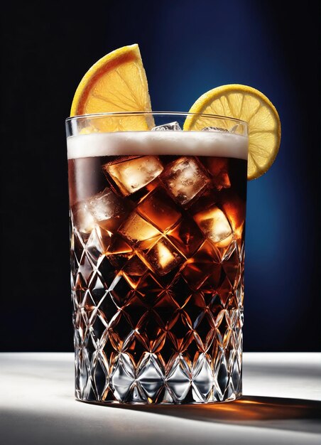 Cocktail cubain libre avec du rhum, du cola, du citron et de la glace.