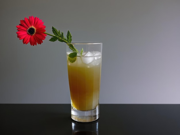 Cocktail dans un verre sur fond sombre IA générée
