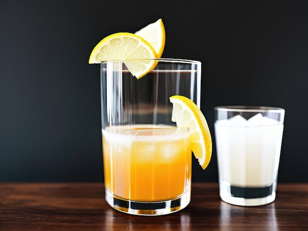 Cocktail dans un verre sur fond sombre IA générée