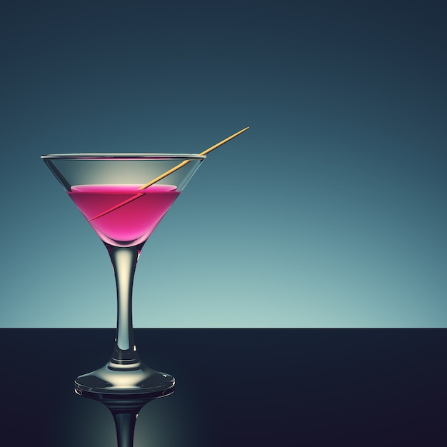 Cocktail avec du dentifrice sur fond sombre. rendu 3D