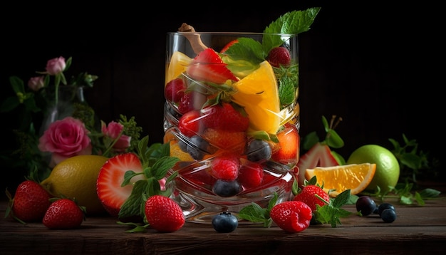 Cocktail d'été aux petits fruits frais et à la menthe généré par l'intelligence artificielle