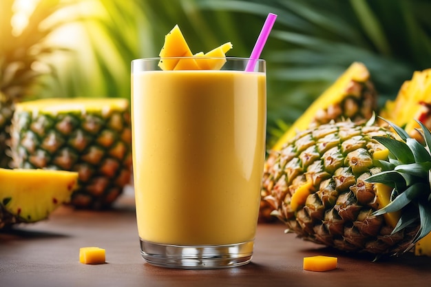 Un cocktail d'été frais à base d'ananas, de mangue et de noix de coco.