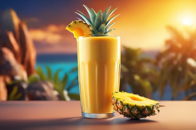 Un cocktail d'été frais à base d'ananas, de mangue et de noix de coco.