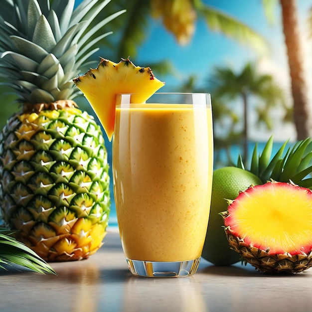 Un cocktail d'été frais à base d'ananas, de mangue et de noix de coco.