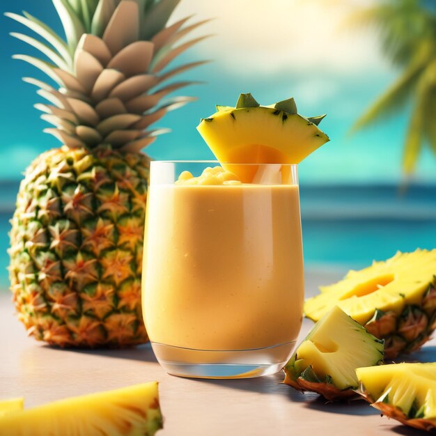 Un cocktail d'été frais à base d'ananas, de mangue et de noix de coco.