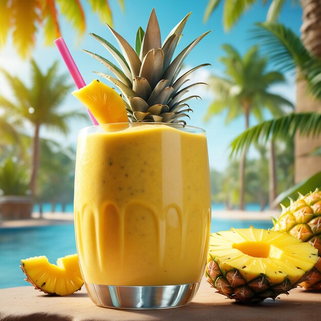 Un cocktail d'été frais à base d'ananas, de mangue et de noix de coco.