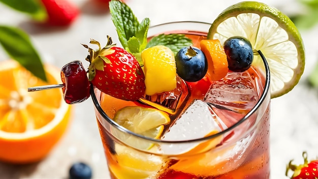 Photo cocktail d'été avec des fruits frais