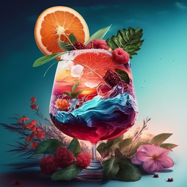 Cocktail d'été Illustration AI GenerativexA