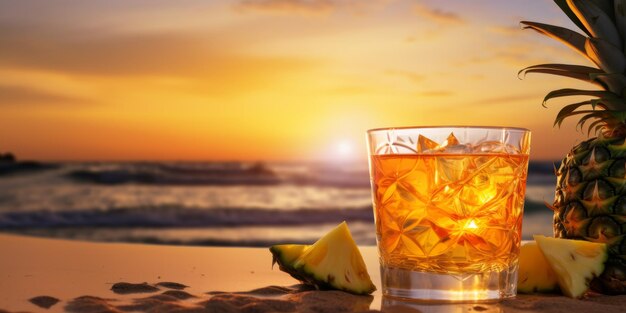cocktail d'été rafraîchissant pour la plage IA générative
