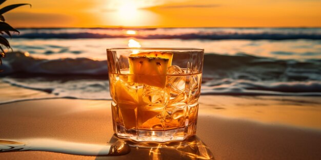 cocktail d'été rafraîchissant pour la plage IA générative