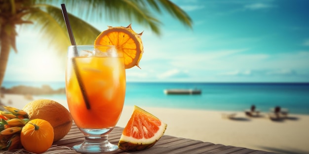 cocktail d'été rafraîchissant pour la plage IA générative