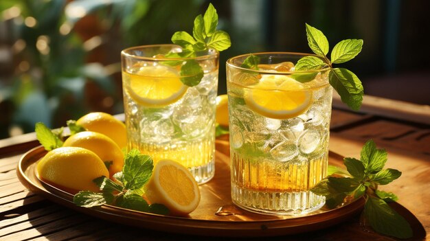 Photo un cocktail d'été rafraîchissant sur une table en bois