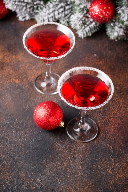 Cocktail festif de Noël martini rouge