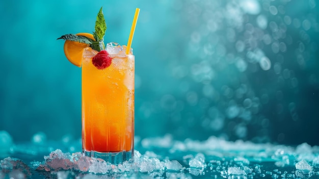 Cocktail frais avec garniture sur de la glace écrasée