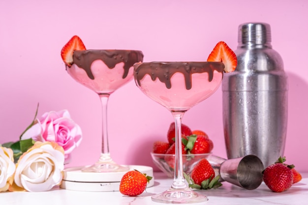 Cocktail fraise au chocolat sucré