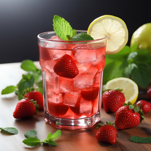 Photo un cocktail de fraises fraîches dans un verre