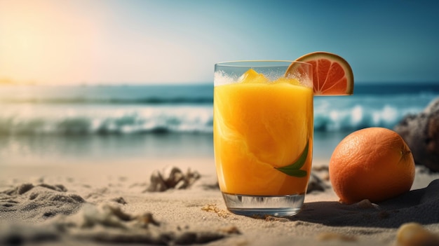 Cocktail de jus frais sur une plage tropicale en été Générative ai