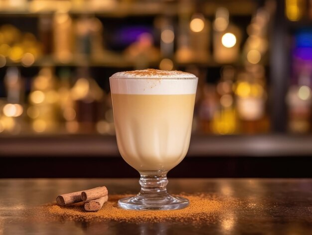 Cocktail de lait de poule sur un comptoir de bar AI générative