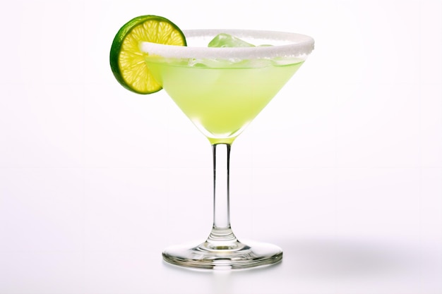 Cocktail Margarita sur fond blanc isolé généré par AI