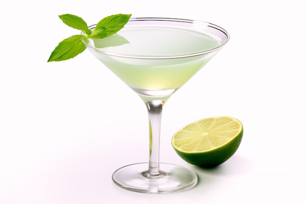 Cocktail Margarita sur fond blanc isolé généré par AI