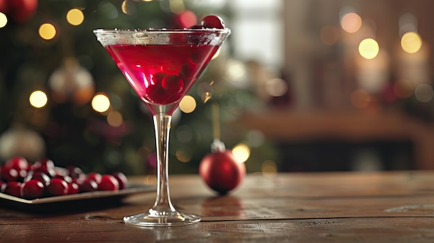 Un cocktail martini aux canneberges de Noël