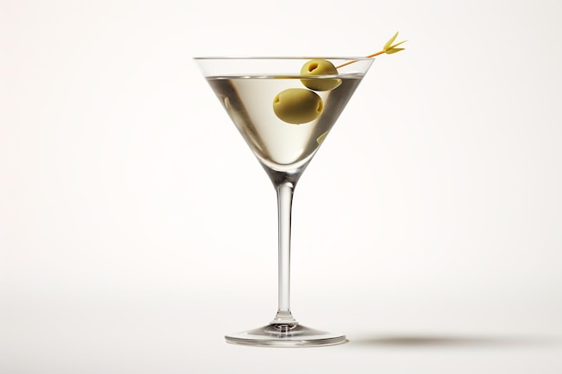 Cocktail Martini sec sur fond blanc isolé généré par AI