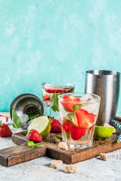 Cocktail mojito aux fraises