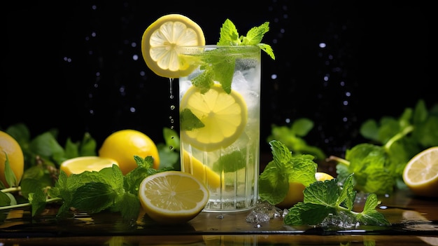 Cocktail mojito à la citronnée avec du citron et de la menthe