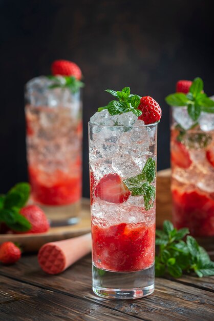 Cocktail mojito à la fraise