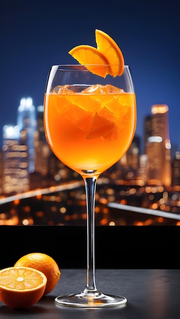 Photo un cocktail d'orange avec une orange sur le dessus
