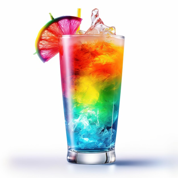 cocktail de paradis arc-en-ciel sur fond blanc