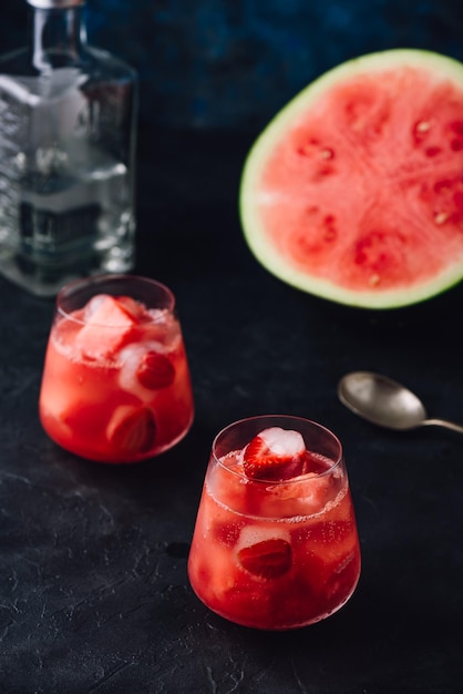 Cocktail pastèque et fraise