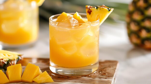 Un cocktail rafraîchissant à l'ananas avec des morceaux d'ananas