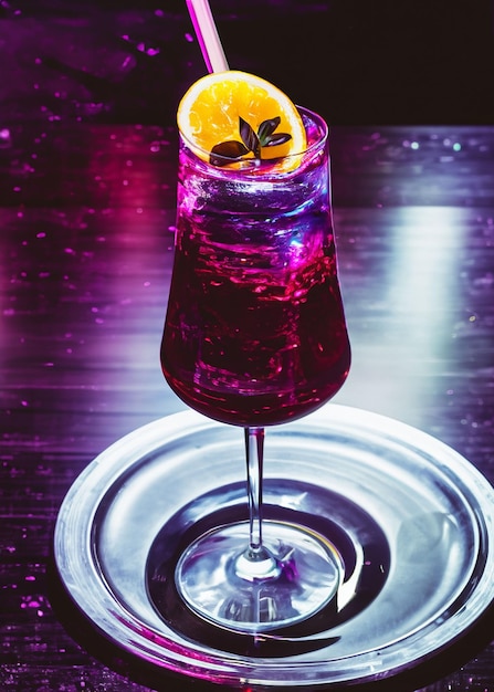 Cocktail rafraîchissant dans le style néofuturiste