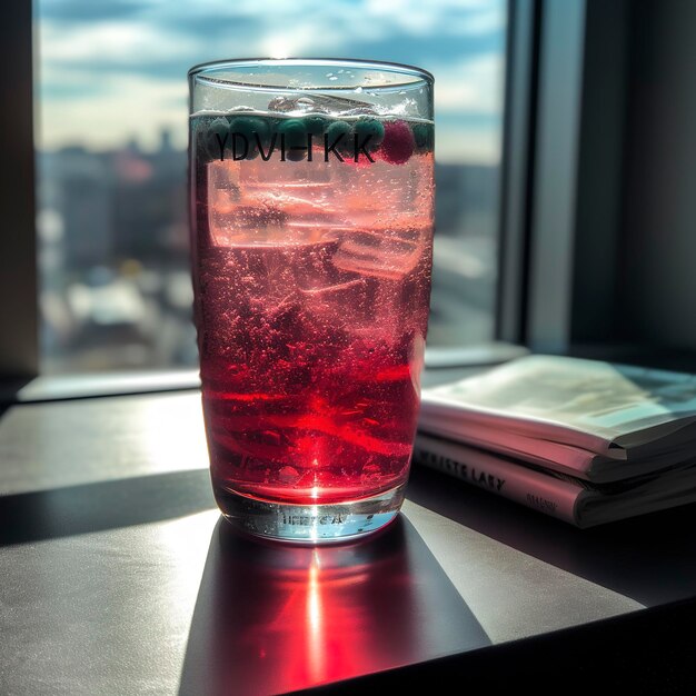 Un cocktail rafraîchissant avec des oranges rouges siciliennes et du pamplemousse surmonté de feuilles de menthe sur le banc en marbre génère ai