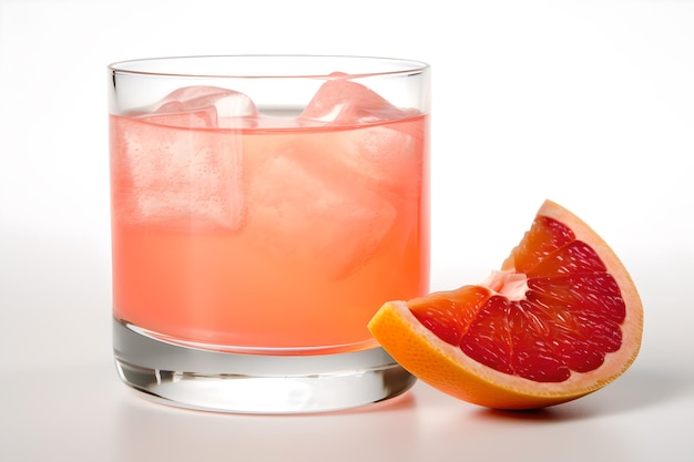 Un cocktail rose avec une tranche de pamplemousse sur le bord