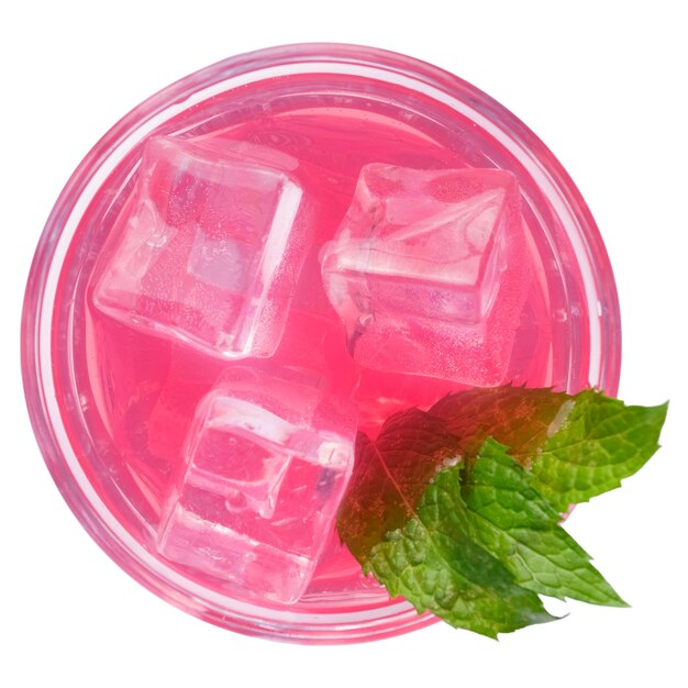 Cocktail rouge et rose avec glace et menthe