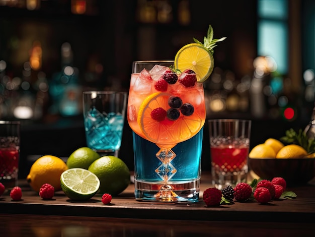 un cocktail sans alcool au citron coloré peut menthe