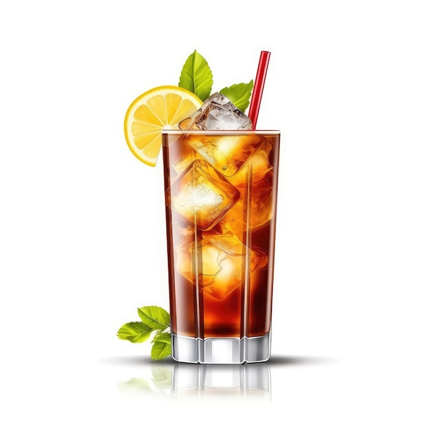 Cocktail de thé glacé Long Island isolé sur blanc comme illustration AI générative