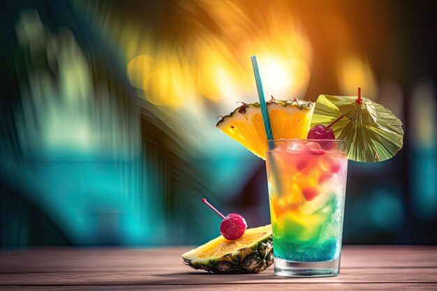 Cocktail tropical Boissons d'été et fond de vacances à la plage AI générative