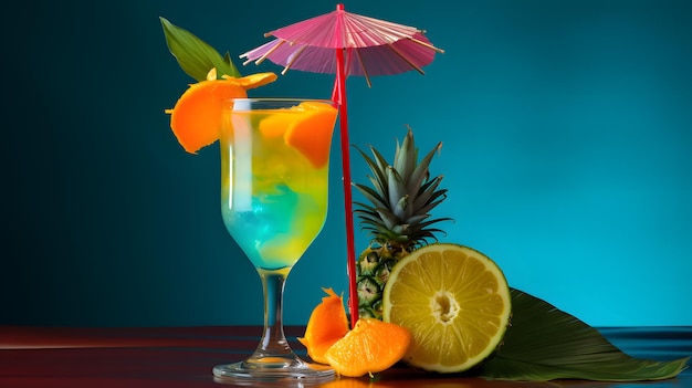 Un cocktail tropical avec un parapluie coloré