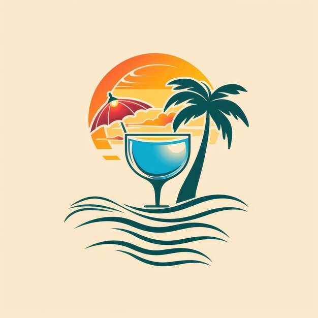 Photo cocktail tropical avec parapluie sur la plage