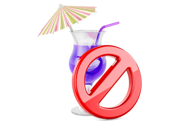 Cocktail tropical avec rendu 3D de symbole interdit